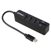 2 in 1 TF & SD Card Reader + 3 x USB Ports to USB-C / Type-C HUB Converter, Total Length: 24cm